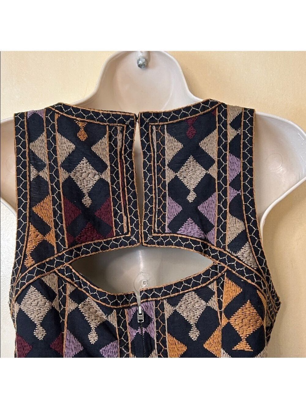 Free People Multicolor Aztec Embroidered Mini Dress size S - Picture 7 of 11